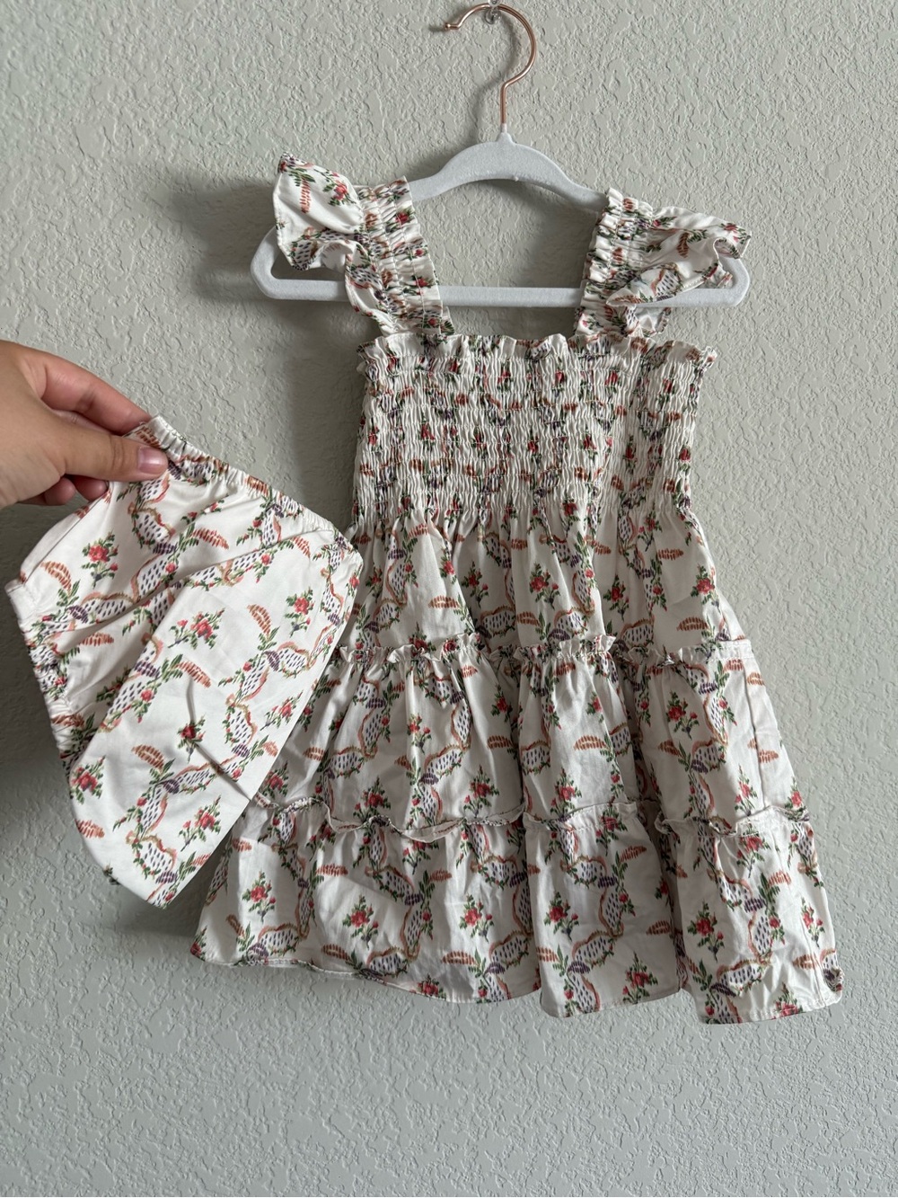 Hill House Home The Baby Ellie Nap Dress in Pink Ribbon Rose Ikat 18-24 Months